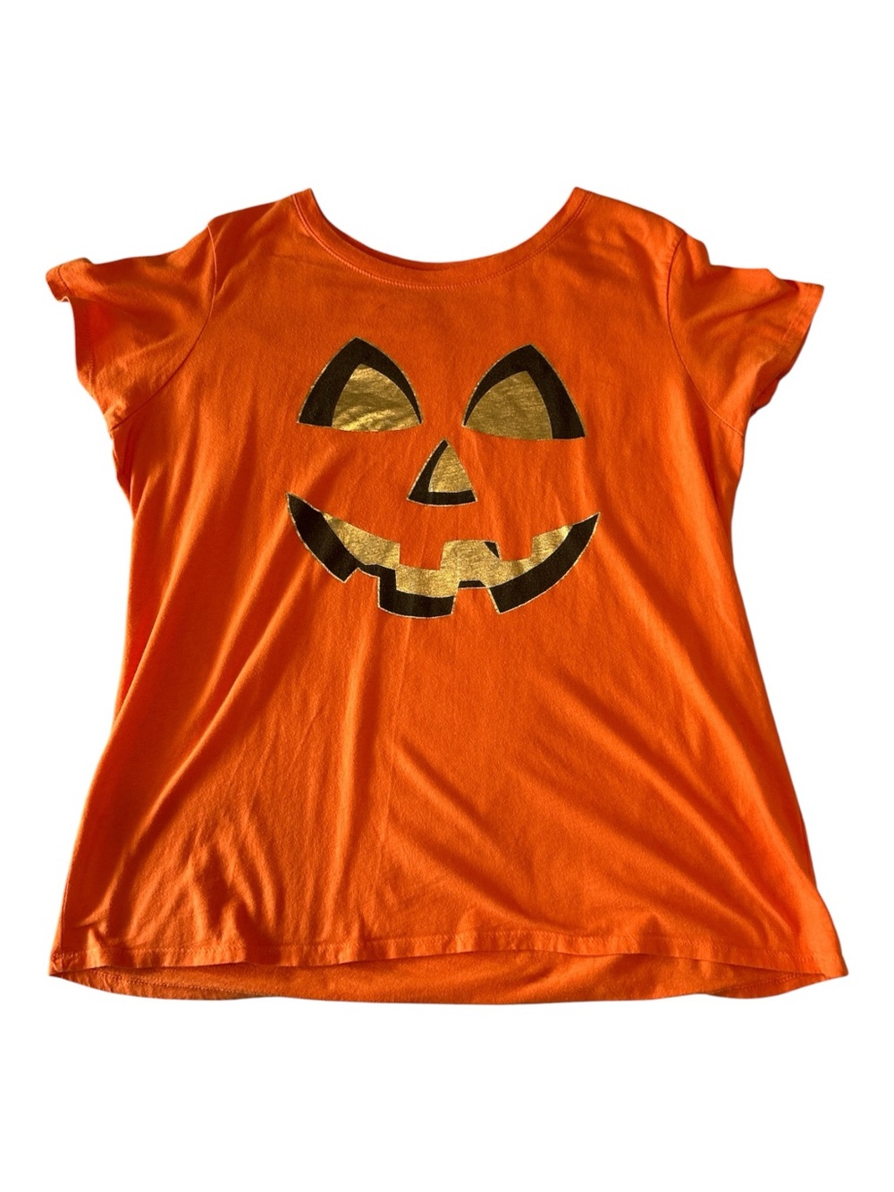 Jack O Lantern Pumpkin Halloween Women’s  Orange Short Sleeve Tee Tag 3X Fits 2X